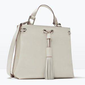 Zara leather tassel crossbody and tote bag